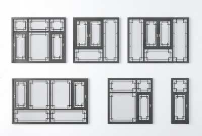 新中式平开窗3D模型下载